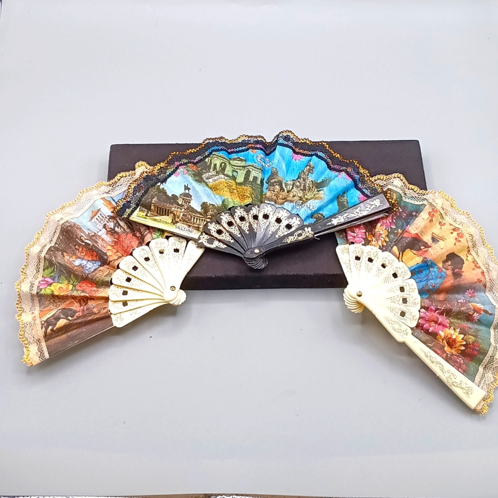 Lot of 3 Miniature Fans from Spain